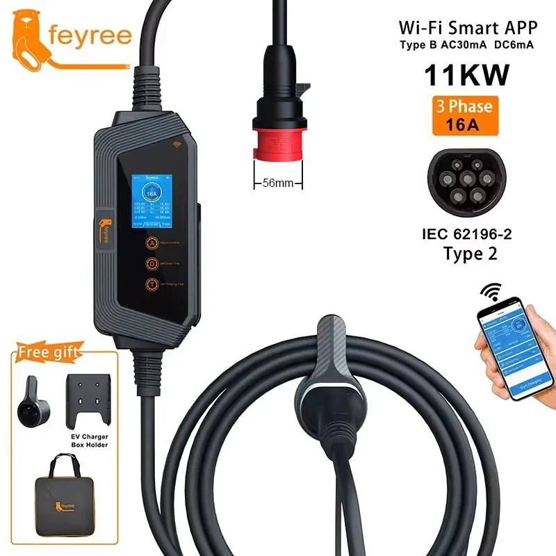Pengisi Daya Mobil EV Portabel - Type 2 Portable Ev Charger 11Kw Cee ulasan dan harga