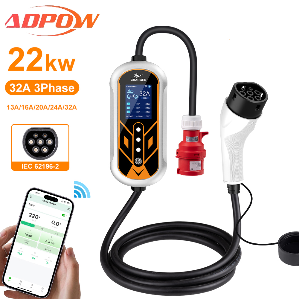 ADPOW Pengisi Daya EV Portabel - Ev Charger Type 2 22Kw 32A 3 Phase ulasan dan harga